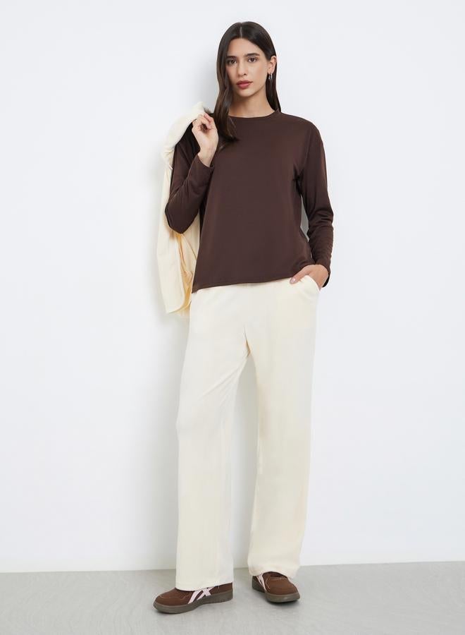 Styli Brown Boxy Long Sleeve T-Shirt - Image 2