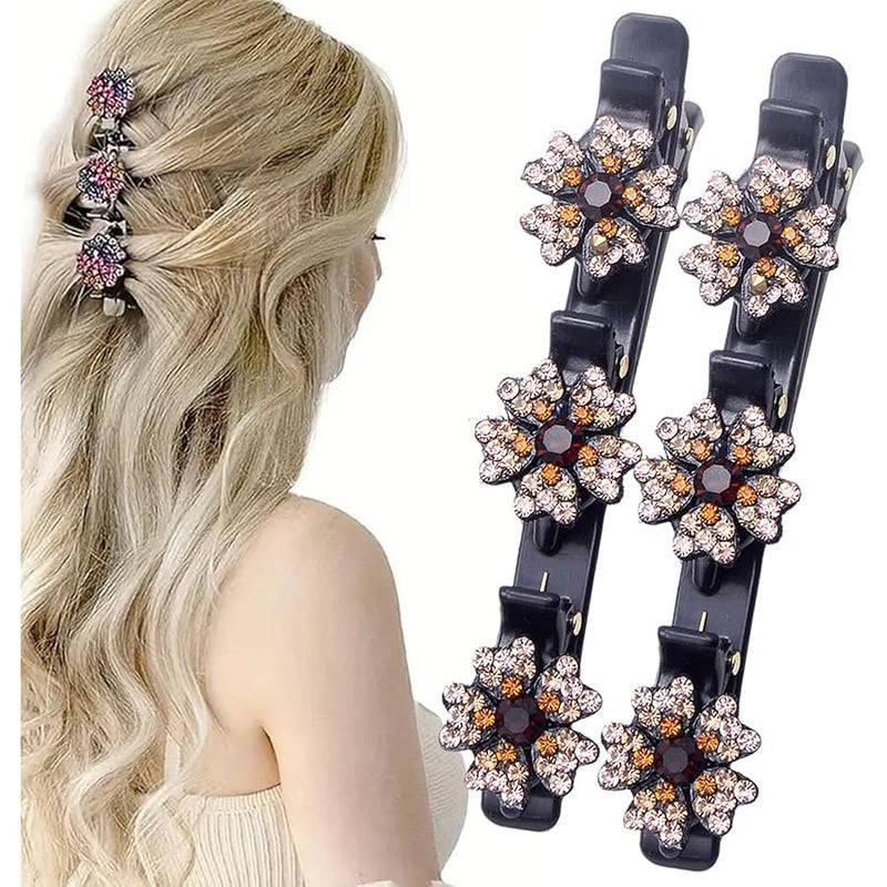 Fauppt 2 PCS Sparkling Crystal Stone Braided Hair Clips Girls,2025 Hair Clips for Women,Hair Clips for Thin Thick Curly Hair,Small Hair Clips Hair Braid Clips for Home Use (Gold) - Image 1