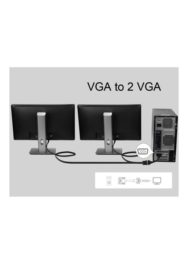 كابل من أنثى إلى ذكر VGA مقسم أسود - Image 5