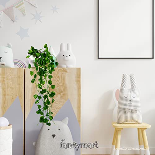fancymart Pack of 2 Artificial Falling Vine Plants with Small Pot: Natural Touch & Feel - Ideal for Home and Office Decor (60 x 25 x 20 cm, Green) - Image 4