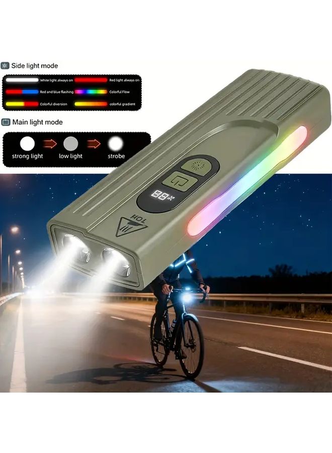 QX 1PC Green Outdoor Bicycle Light USB Rechargeable For Cycling Camping Activities - Image 2