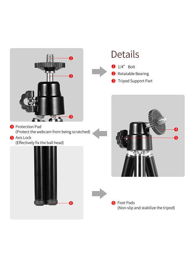 Portable Mini Webcam Tripod for Smartphone Lightweight Flexible Web Camera Desktop Support Stand Phone Holder Table Stand