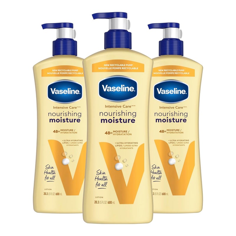 Vaseline Intensive Care Nourishing Moisture Body Lotion 3 Pk Made with UltraHydrating Lipids  Pure Oat Extract for Dry Skin for Nourished HealthyLooking Skin 203 oz - Image 1
