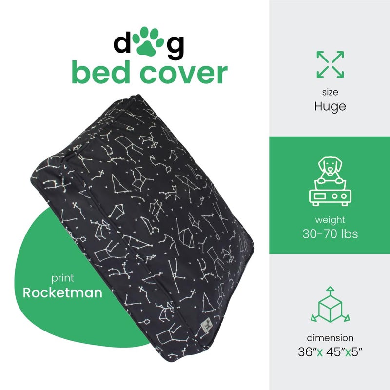 Molly Mutt Huge Dog Bed Cover - Rocketman Print - Measures 36â€x45â€x5â€™â€™ - 100% Cotton - Durable - Breathable - Sustainable - Machine Washable Dog Bed Cover - Image 2