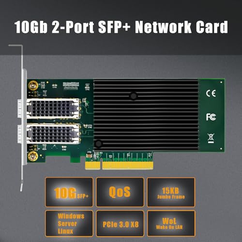 GLOTRENDS ST7218 2-Port 10G SFP+ Ethernet Network Card with Intel X710 Controller, PCIE 3.0 X8 Interface, Support Windows 11/10/Windows Server/Linux/ESX/VMware ESXi(Not Support Mac OS) - Image 2
