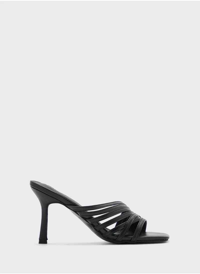 ايلا Multi Strap Square Toe Heel Sandal