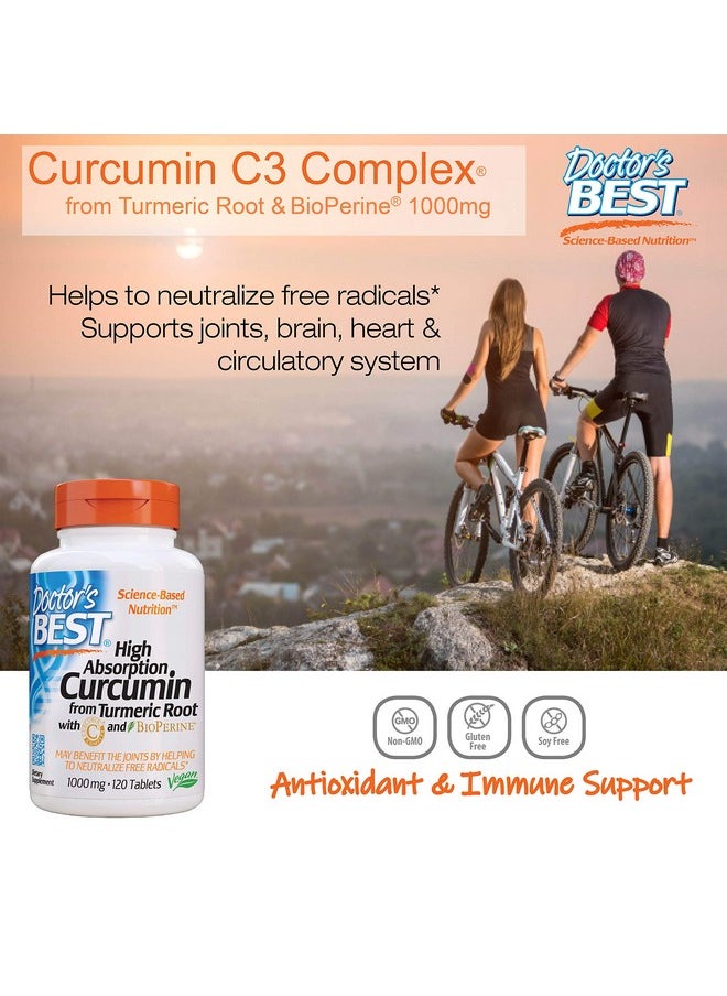 Doctor's BEST - Curcumin From Turmeric Root With C3 Complex & Bioperine Nongmo Gluten Free Soy Free Joint Support 1000 Mg 120 Tablets - Image 1