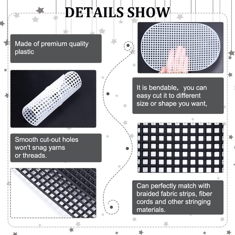 klarako 4pcs Plastic Mesh Canvas Sheets for Embroidery, 2 Colors Oval Mesh Knitting Crochet Bag Bottom 5 Mesh Blank Needlepoint Canvas Sheet Plastic Mesh Mat for Handmade Yarn Crafting Weaving Project - Image 4