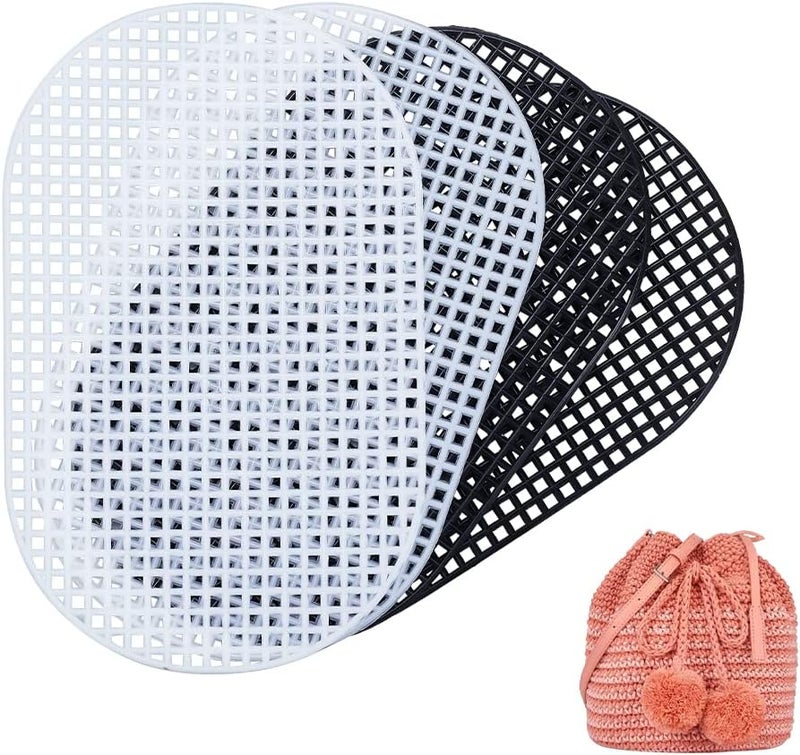 klarako 4pcs Plastic Mesh Canvas Sheets for Embroidery, 2 Colors Oval Mesh Knitting Crochet Bag Bottom 5 Mesh Blank Needlepoint Canvas Sheet Plastic Mesh Mat for Handmade Yarn Crafting Weaving Project - Image 1