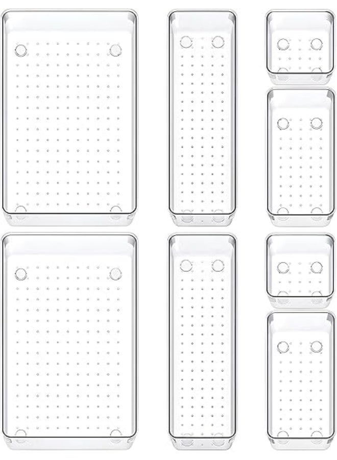 Organizer Set 8-Piece Clear Acrylic Storage Bins for Makeup Kitchen Utensils Tools Office Desk Bathroom Drawer Divider Multi-Size Boxes Stackable Containers - Image 2