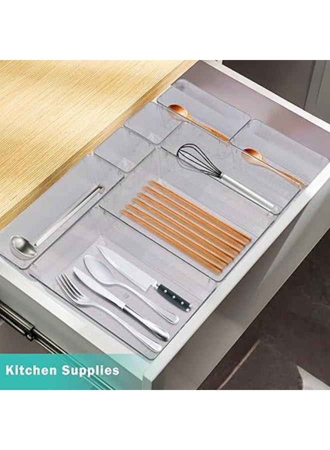 Organizer Set 8-Piece Clear Acrylic Storage Bins for Makeup Kitchen Utensils Tools Office Desk Bathroom Drawer Divider Multi-Size Boxes Stackable Containers - Image 4