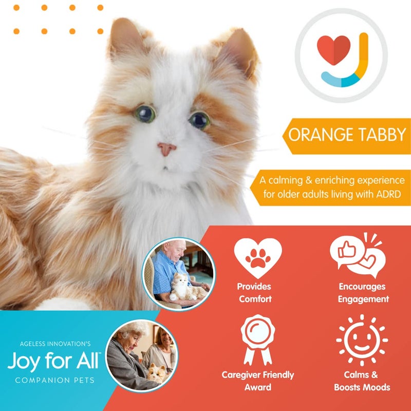 JOY FOR ALL Companion Pet for Seniors - Lifelike Animatronic Cat - Realistic Soft-Touch Fur & Purring - Therapy Stuffed Animal - Toy for Alzheimer's & Dementia - Orange Tabby - Image 3