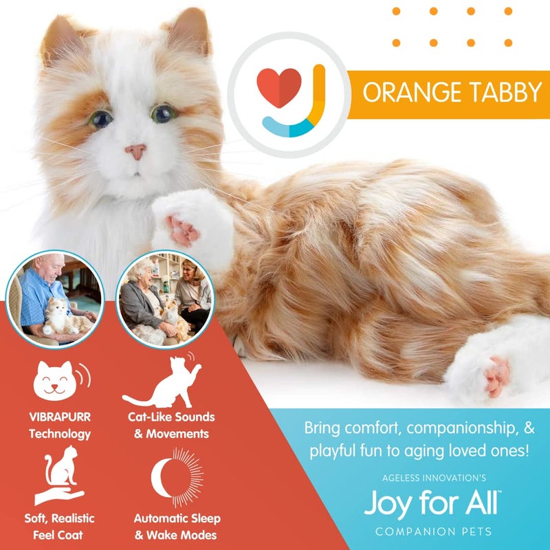 JOY FOR ALL Companion Pet for Seniors - Lifelike Animatronic Cat - Realistic Soft-Touch Fur & Purring - Therapy Stuffed Animal - Toy for Alzheimer's & Dementia - Orange Tabby - Image 4