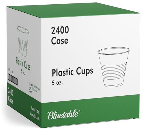 Bluetable 5 oz Cups Disposable Plastic Bulk 2400 Case  Small Medicine Cups 5 Ounce Bathroom Cups Translucent cup 5 oz Water Dispenser Clear Drinking Cup 2400 PackCase