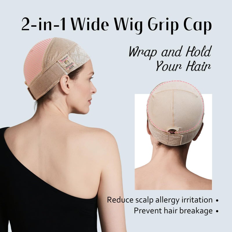 Dreamlover Wide Wig Grip Cap for Glueless Wigs, 2-in-1 Non Slip Wig Caps with Velvet Wig Grip Band for Women, Nude, 1 Piece - Image 4