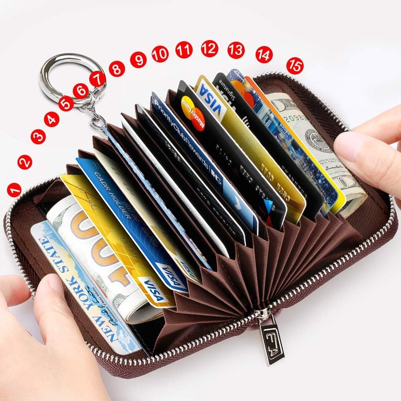 FurArt Zipper Wallet Women, RFID Blocking Credit Card Wallet, Business Card Holder, Compact Size KeyChain Wallet - Image 3