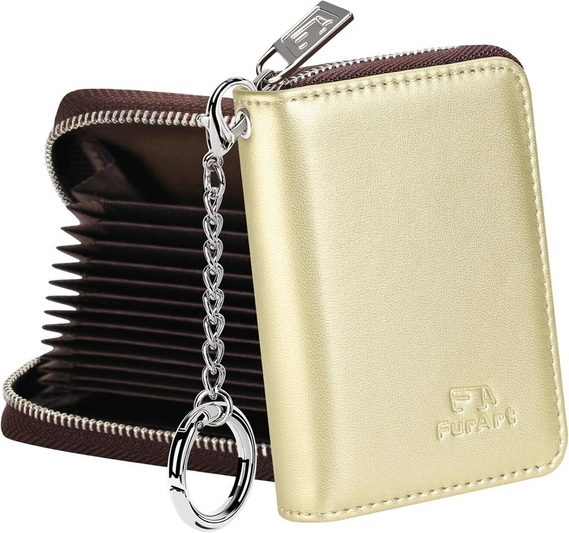 FurArt Zipper Wallet Women, RFID Blocking Credit Card Wallet, Business Card Holder, Compact Size KeyChain Wallet - Image 1