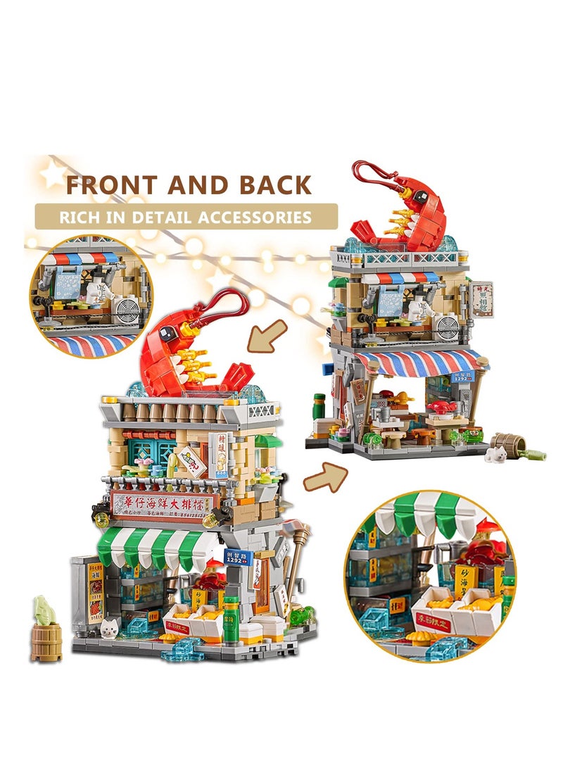 Creative Building Blocks Seafood Shop Toy, Mini Architecture Model for Kids Aged 6-12, Perfect Gift for Boys and Girls - Image 5