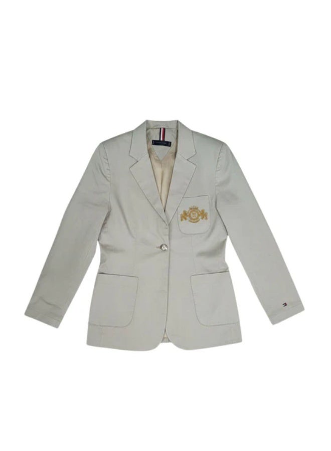RALPH LAUREN Women's Beige Blazer Jacket with Luxury Crest Embroidery | Premium Cotton Material & Tailored Fit | Business & Stylish Look for Office & Outdoor - Image 5