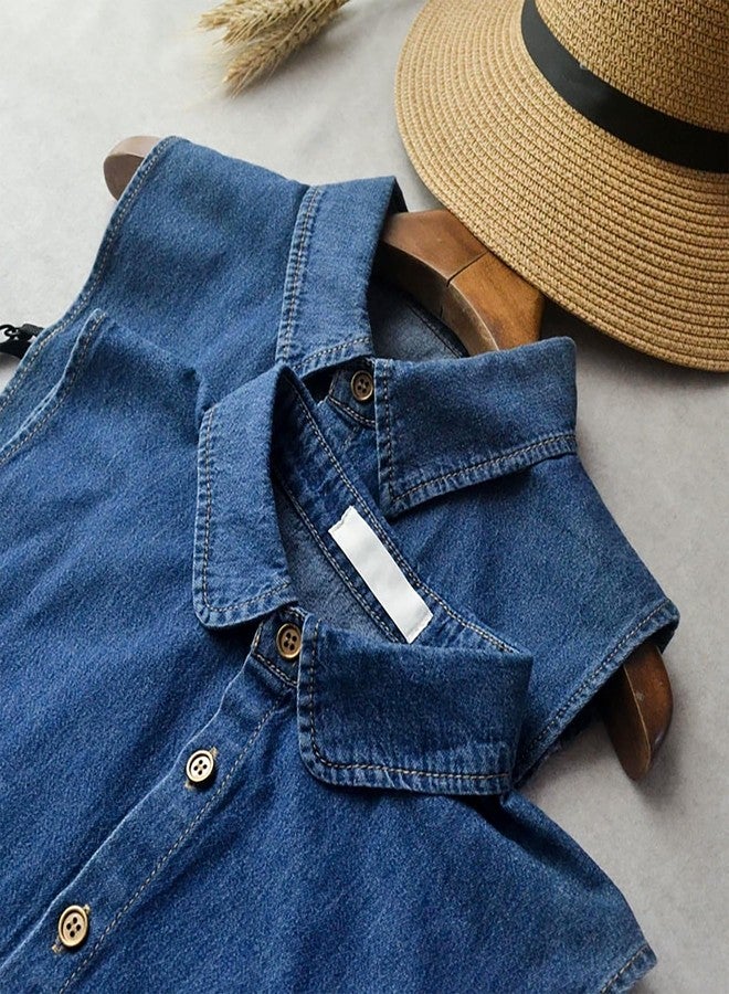 NIDMIDO Denim Fake Collar Detachable Dickey Collar Half Shirts Blouse False Collar Top for Women Girls Medium, B Dark Blue, M - Image 2