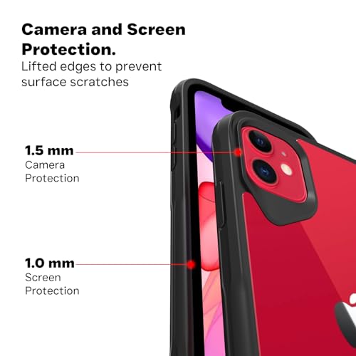RIGGEAR Shockproof Tough Hybrid Armor Back Cover Case for iPhone 11 (Clear PC+ Black TPU Bumper) - Image 4