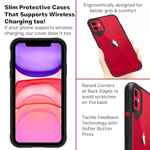 RIGGEAR Shockproof Tough Hybrid Armor Back Cover Case for iPhone 11 (Clear PC+ Black TPU Bumper) - Image 3