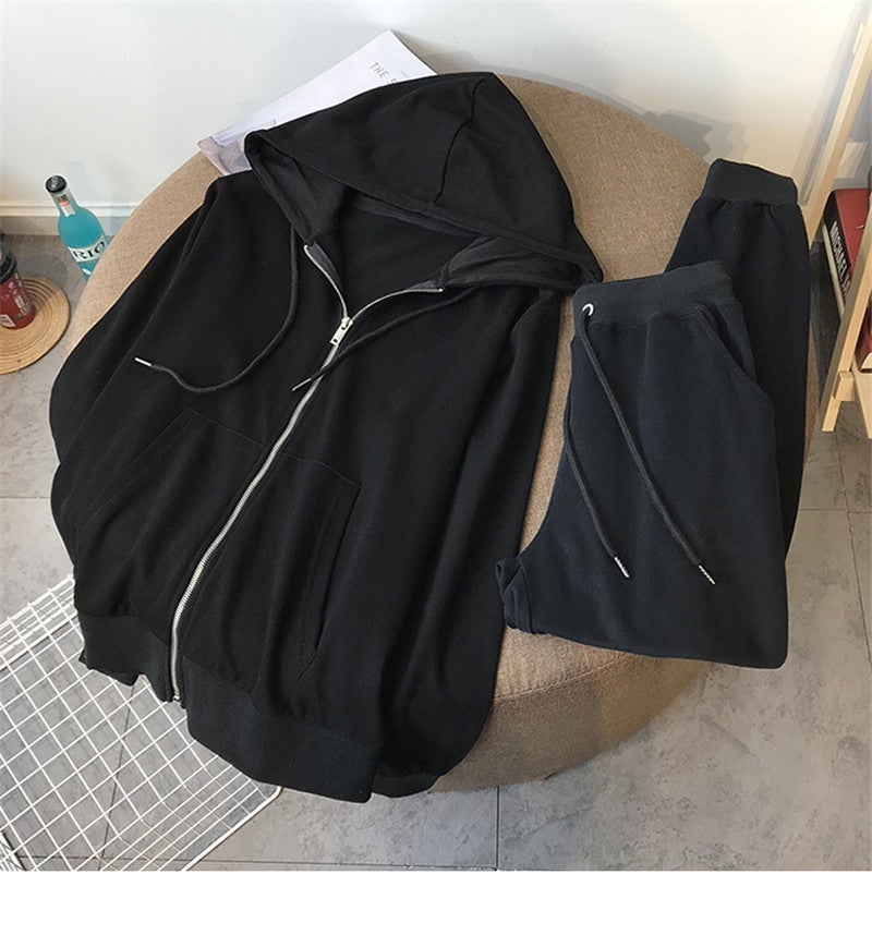 2024 Thin Hoodie  Sweatpants Set for Women Grey  - Image 4