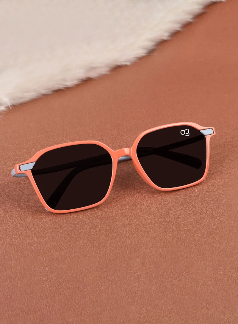 Woggles Stylish Orange & Grey Square Kids Sunglasses