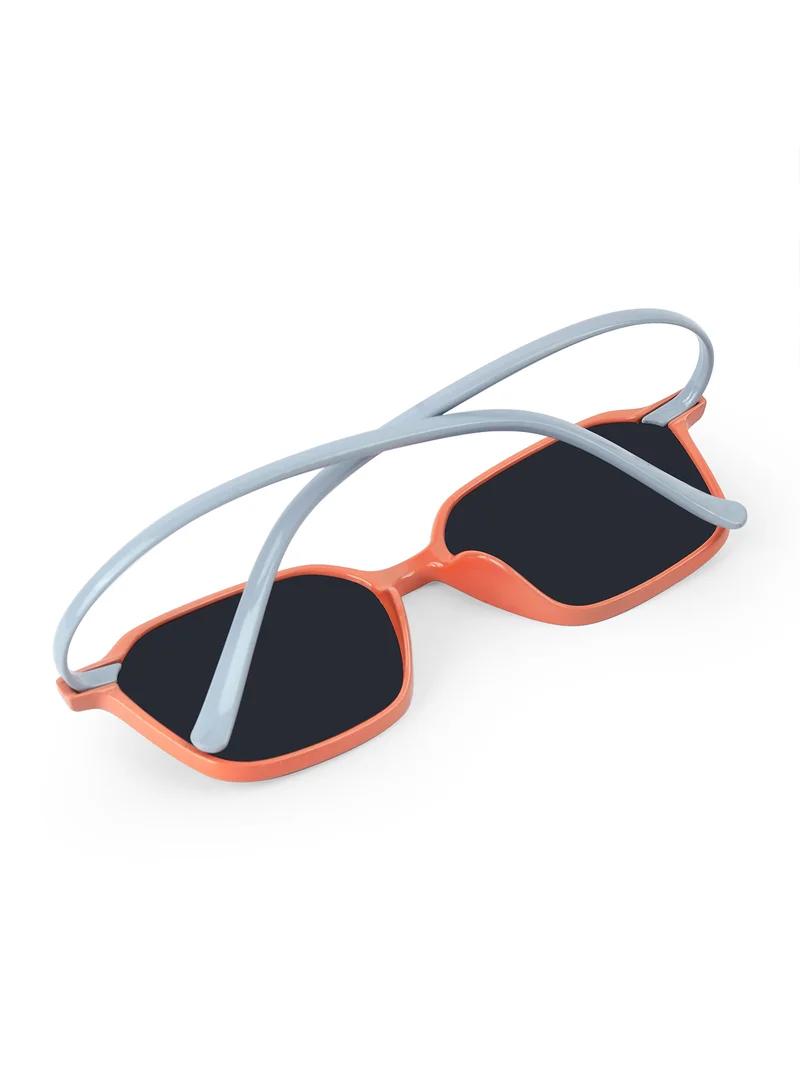Woggles Stylish Orange & Grey Square Kids Sunglasses