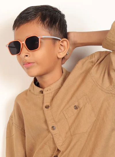 Woggles Stylish Orange & Grey Square Kids Sunglasses