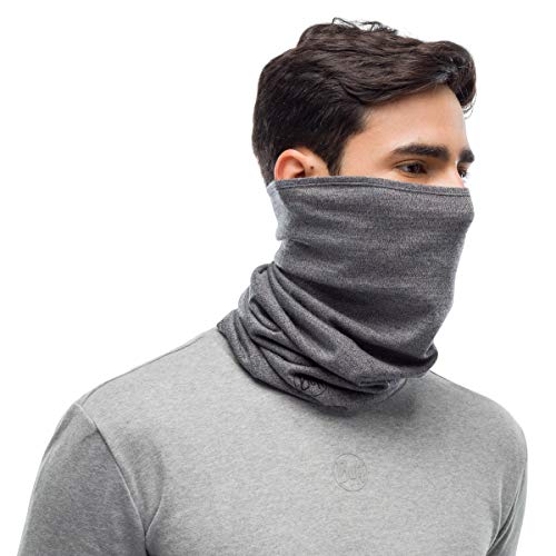 Buff Midweight Merino Wool Neck Gaiter, 100% Ethically Sourced Wool, Versatile, Temperature Regulating Face Mask, Light Grey Mela, Adult Size - Image 3