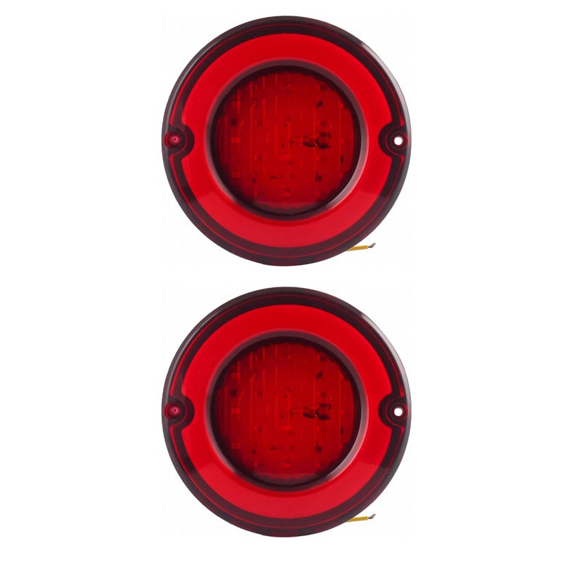 APSMOTIV أضواء خلفية قديمة APSMOTIV 12V، 127 مم قطر كبير مجموعة أضواء خلفية دائرية LED مصباح خلفي مدمج أضواء توقف وكسر خلفية مناسبة لحافلات إيفيكو ومركبات أخرى أضواء حقيقية 2-قطعة - Image 1