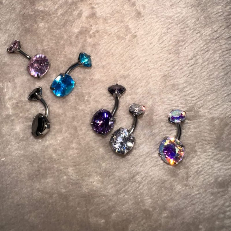 Incaton 14G Belly Button Ring Surgical Stainless Steel Round Cubic Zirconia Navel Barbell Belly Rings For Women 6/8/10/12mm 1S12 - Image 3