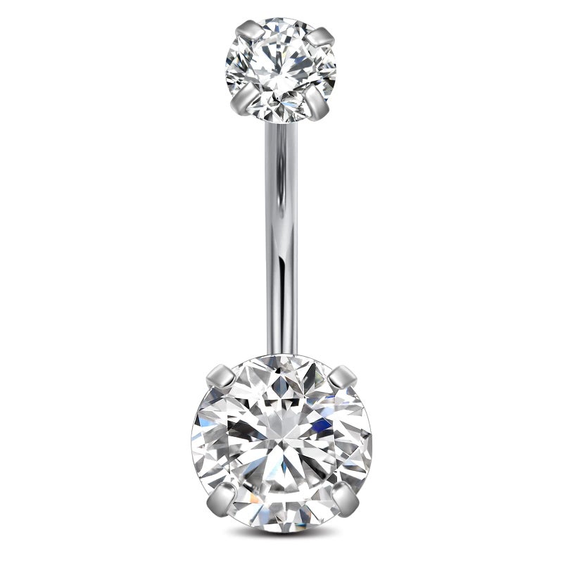 Incaton 14G Belly Button Ring Surgical Stainless Steel Round Cubic Zirconia Navel Barbell Belly Rings For Women 6/8/10/12mm 1S12 - Image 1