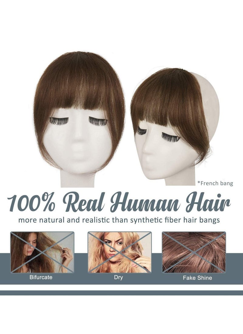 Captaintech Clip in Bangs, Human Hair Bangs Extensions French Neat with Temples on Fringe Real for Women Natural Color Washable Dyeable  - Image 2