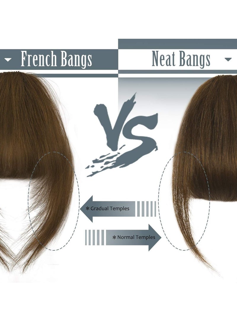 Captaintech Clip in Bangs, Human Hair Bangs Extensions French Neat with Temples on Fringe Real for Women Natural Color Washable Dyeable  - Image 3