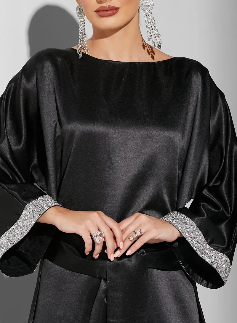 Golden Apple Tie Detail Cape Sleeve Dress