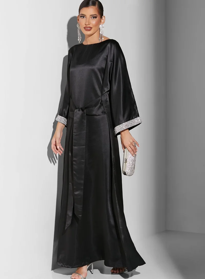 Golden Apple Tie Detail Cape Sleeve Dress