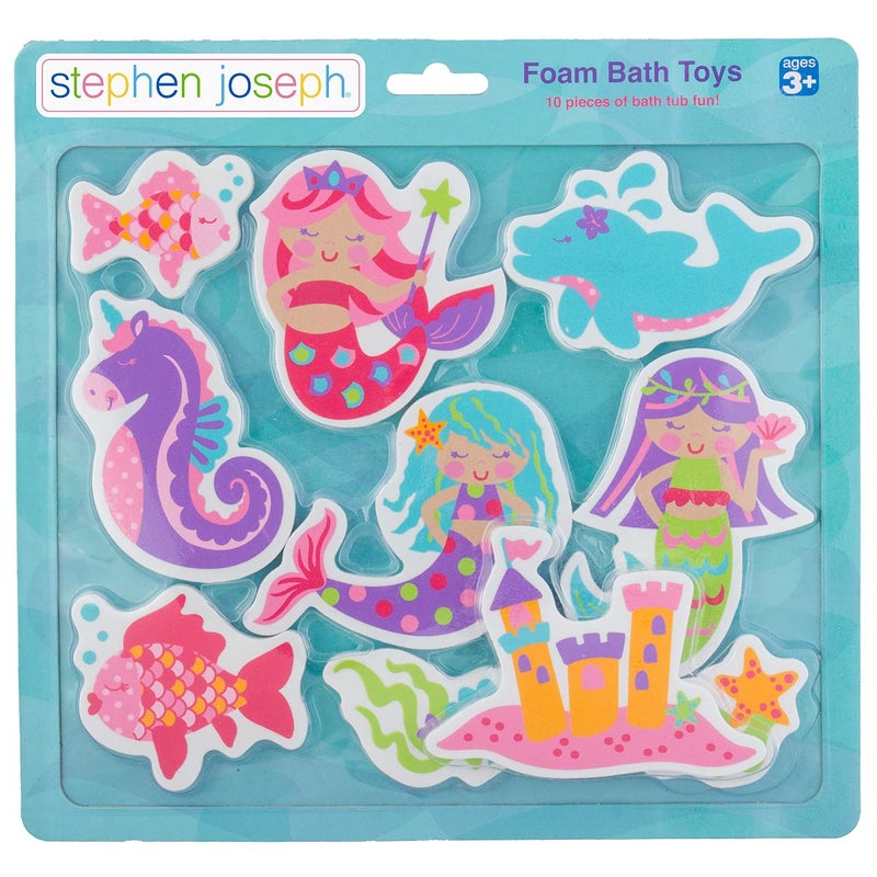 Stephen Joseph, Floating Foam Bath Character 10-Piece Toy Set, Mermaid - Image 1