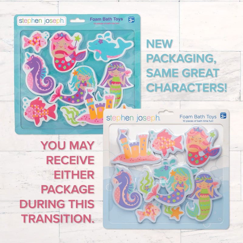 Stephen Joseph, Floating Foam Bath Character 10-Piece Toy Set, Mermaid - Image 4