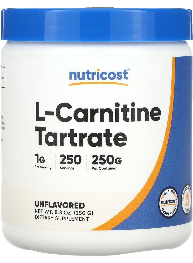 Nutricost L-Carnitine Tartrate, Unflavored, 8.8 oz (250 g)