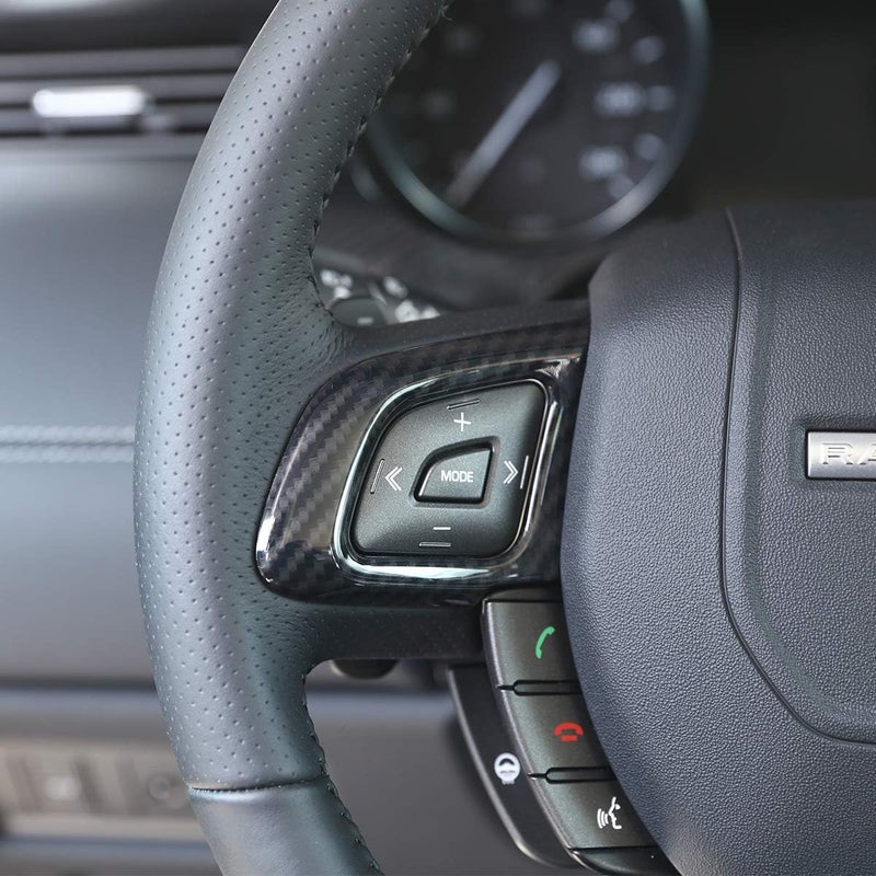 CHEYA ABS Carbon Fiber Style Steering Wheel Button Frame Trim for Land Rover Range Rover Evoque 2012-2017 - Image 1
