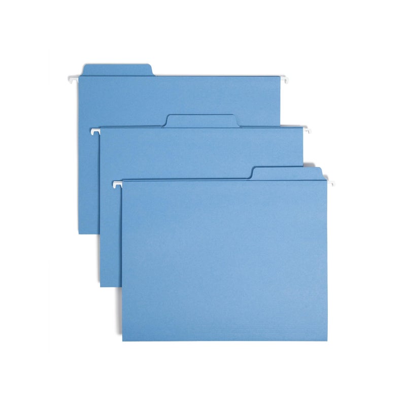 Smead FasTab Hanging File Folders, 20 Count, Blue, 1/3-Cut Built-in Tabs, Letter Size (64099) - Image 1