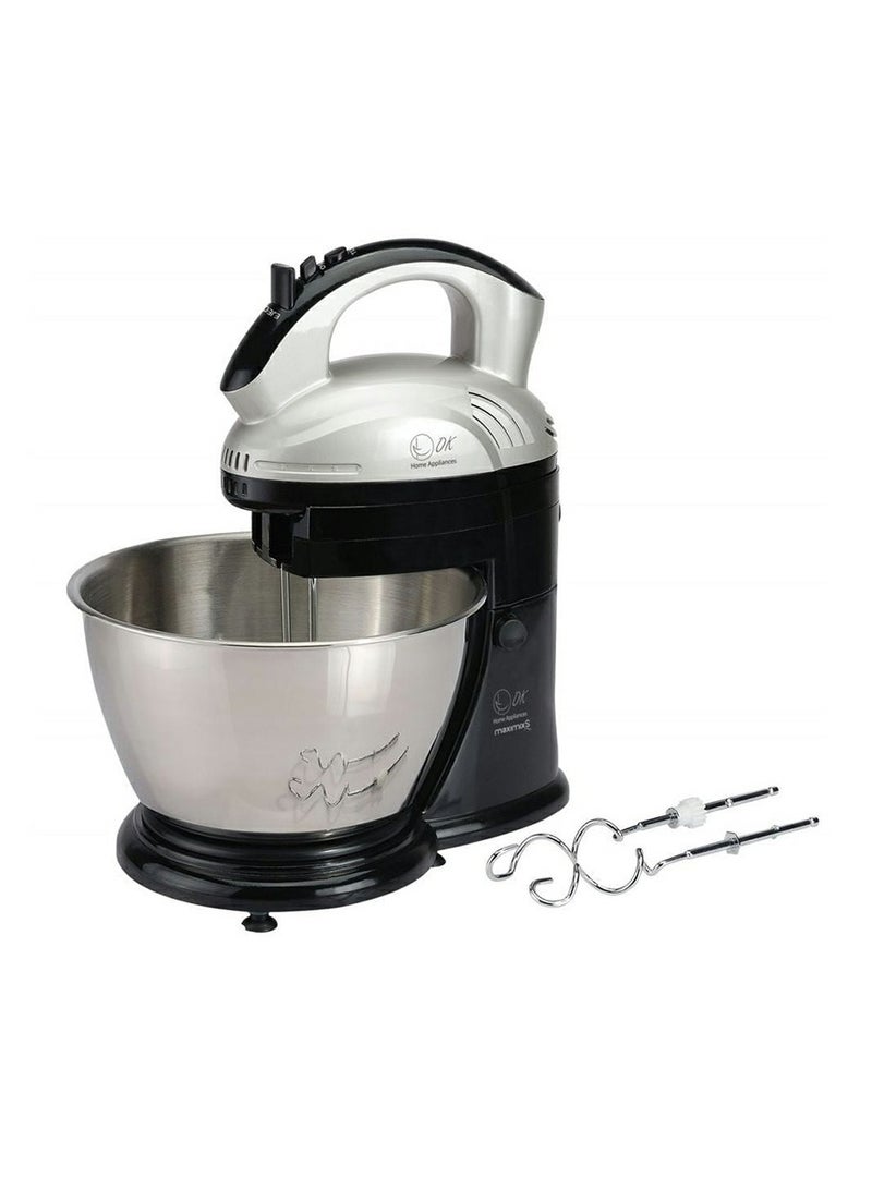 Black and White Egg beater with stand mixer, 300 Watt, 4 liter, 5 Speeds, Black, H2500
