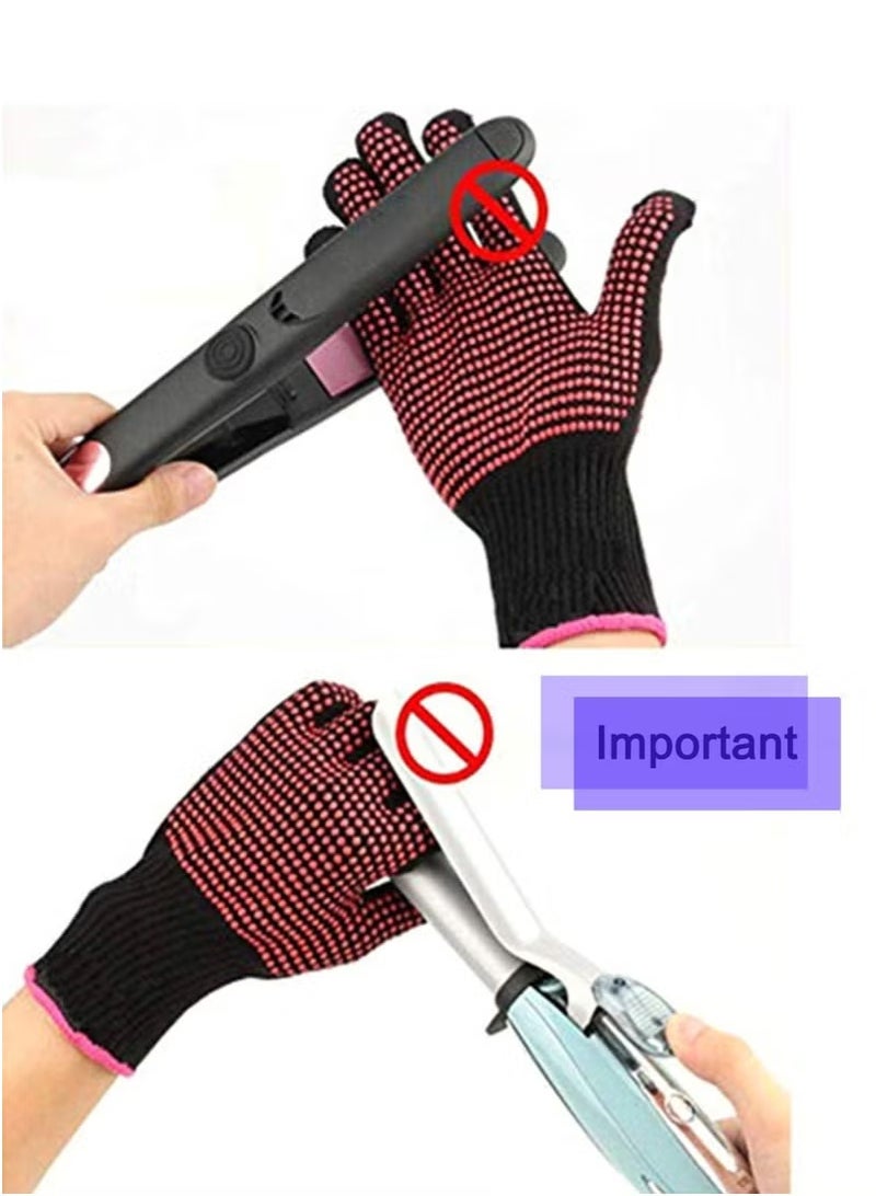 Generic 2 Pieces Professional Heat Resistant Gloves for Hair Styling, Heat Insulated Gloves for Curling Irons, Flat Clips and Hair Styling Tools, Silicone Bumps, Blue Edge  - Image 3