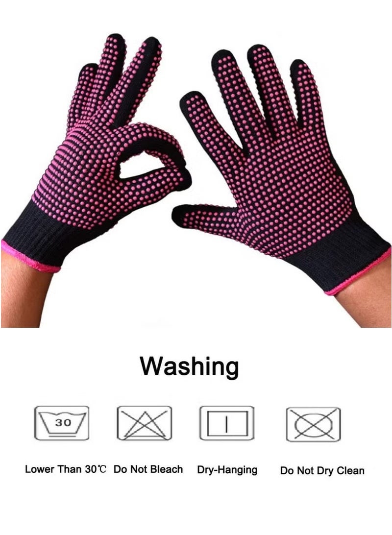 Generic 2 Pieces Professional Heat Resistant Gloves for Hair Styling, Heat Insulated Gloves for Curling Irons, Flat Clips and Hair Styling Tools, Silicone Bumps, Blue Edge  - Image 2