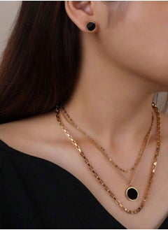Elegant Stainless Steel Gold Plated Necklace & Earrings Jewelry Set