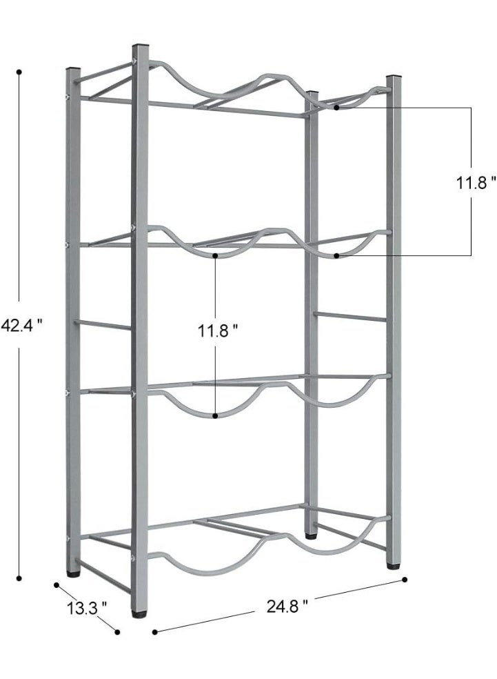 4-Layer Bucket Rack, Large Load-Bearing, Bold Metal Pipe, Household Large Bucket Of Mineral Water Metal Storage Rack Double Row Silver - Image 2