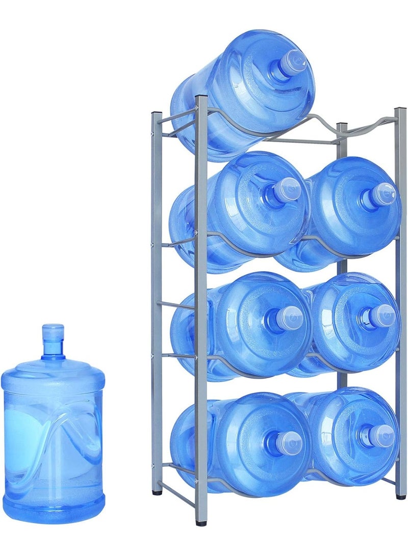 4-Layer Bucket Rack, Large Load-Bearing, Bold Metal Pipe, Household Large Bucket Of Mineral Water Metal Storage Rack Double Row Silver - Image 3