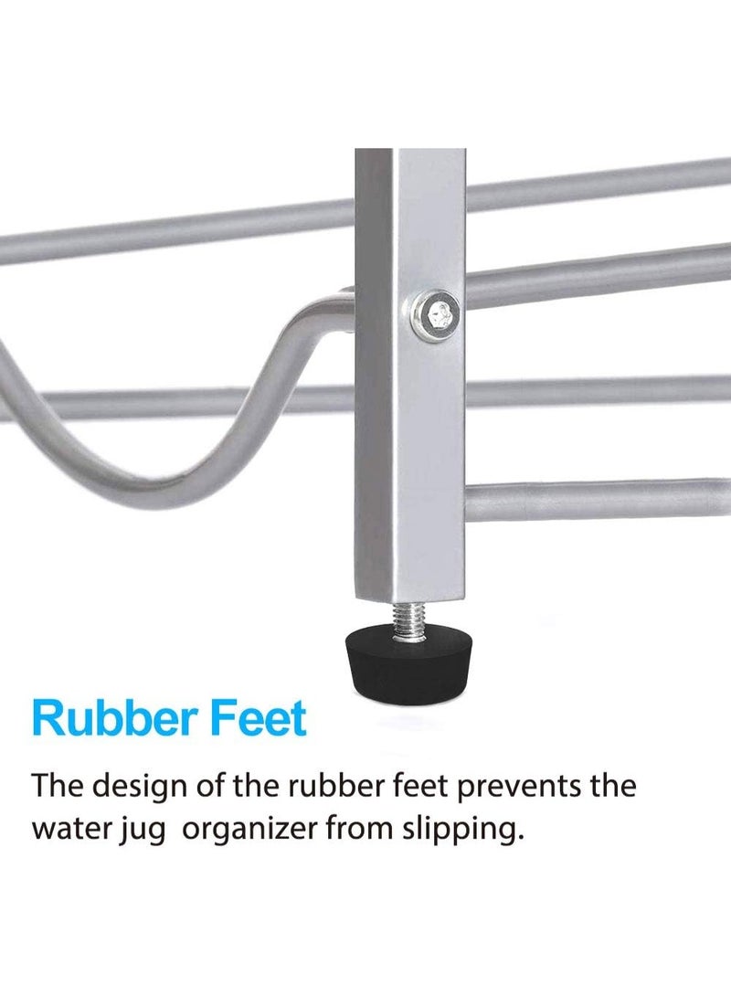 4-Layer Bucket Rack, Large Load-Bearing, Bold Metal Pipe, Household Large Bucket Of Mineral Water Metal Storage Rack Double Row Silver - Image 5
